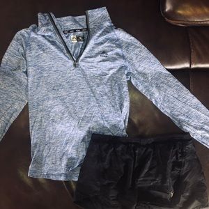 workout pullover and shorts